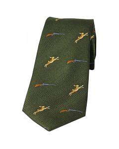 Sax Mens Soprano Hares and Shotguns Silk Country Tie Green