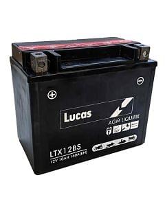 Lucas AGM Liquifix Lead Calcium Rechargeable Motorcycle Battery 12V 10Ah (LTX12BS)