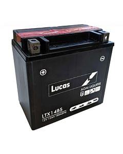 Lucas AGM Liquifix Lead Calcium Rechargeable Motorcycle Battery 12V 14Ah (LTX16BS)