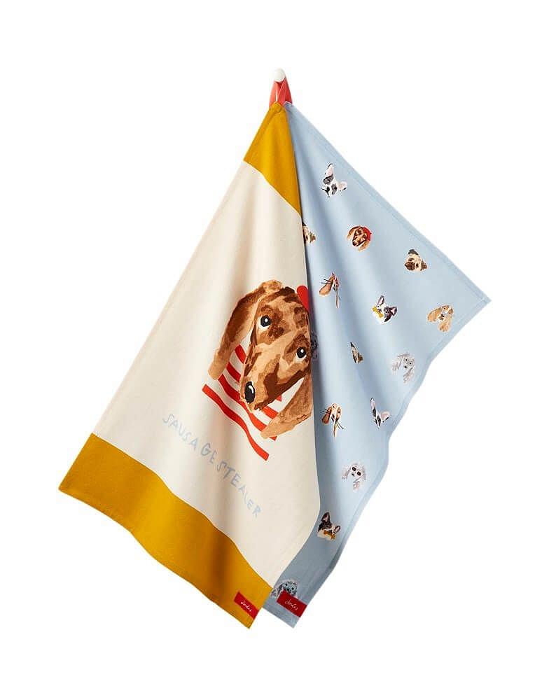 Joules Kitchen Set Of 2 Tea Towels Dog Print Chelford Farm Supplies