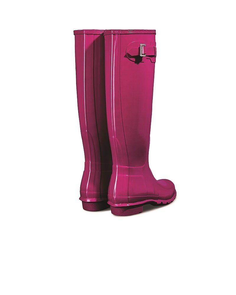 Hunter Womens Original Tall Gloss Wellington Boots Dark Ion Pink