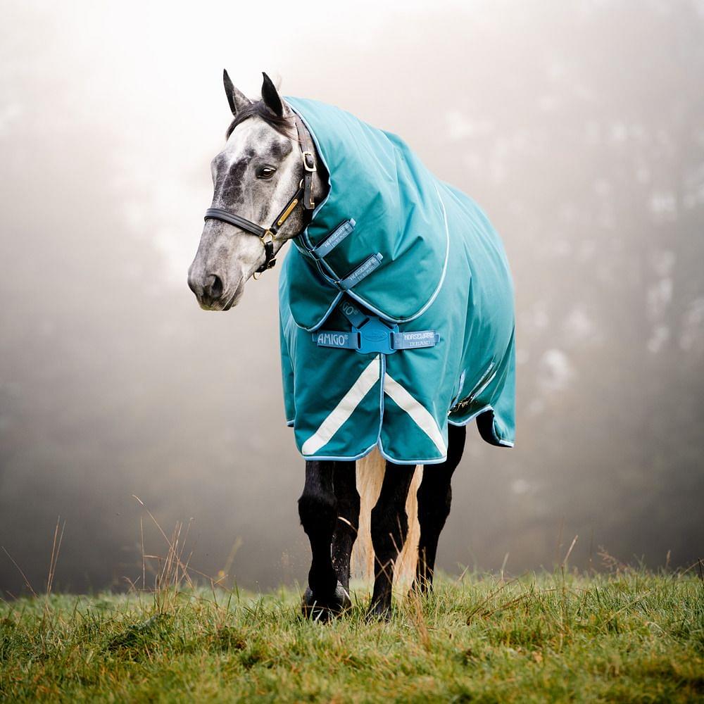 Horseware Amigo Bravo 12 Plus 100g Lite Turnout Rug Storm Green Turquoise Aqua Blue