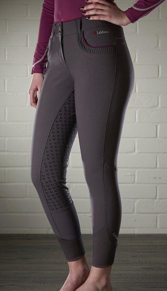 LeMieux Engage Breeches Grey/Plum - Chelford Farm Supplies