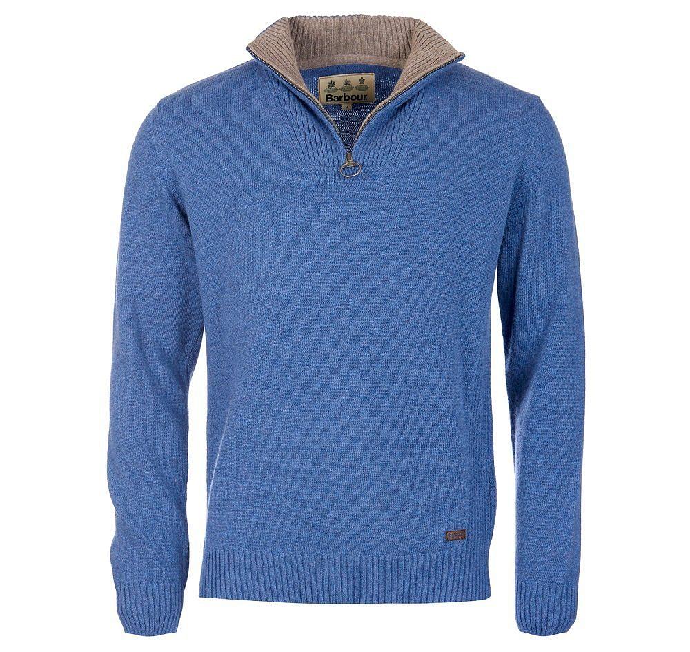 Barbour Mens Nelson Essential Half Zip Sweater Chambray - Cheshire, UK