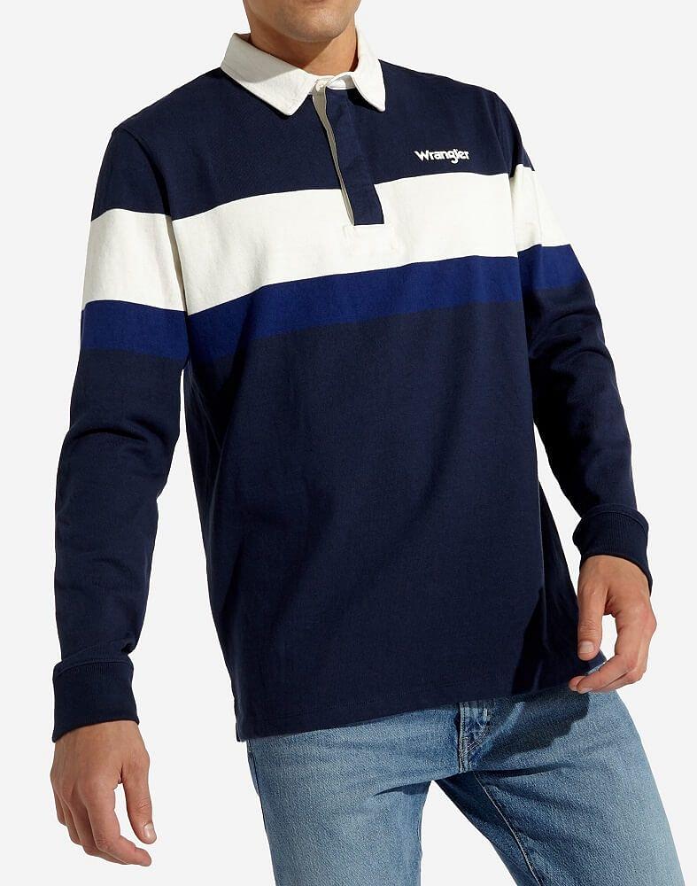 Wrangler Mens Long Sleeve Rugby Polo Shirt - Chelford Farm Supplies