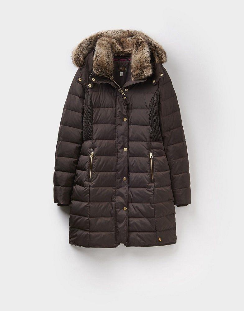 Joules Ladies Caldecott Coat Dark Brown at Chelford Farm Supplies
