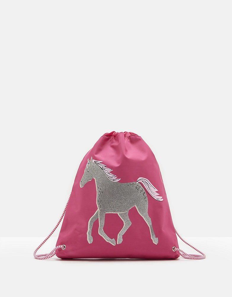 Joules Jnr Drawstring Bag Bright Pink Horse