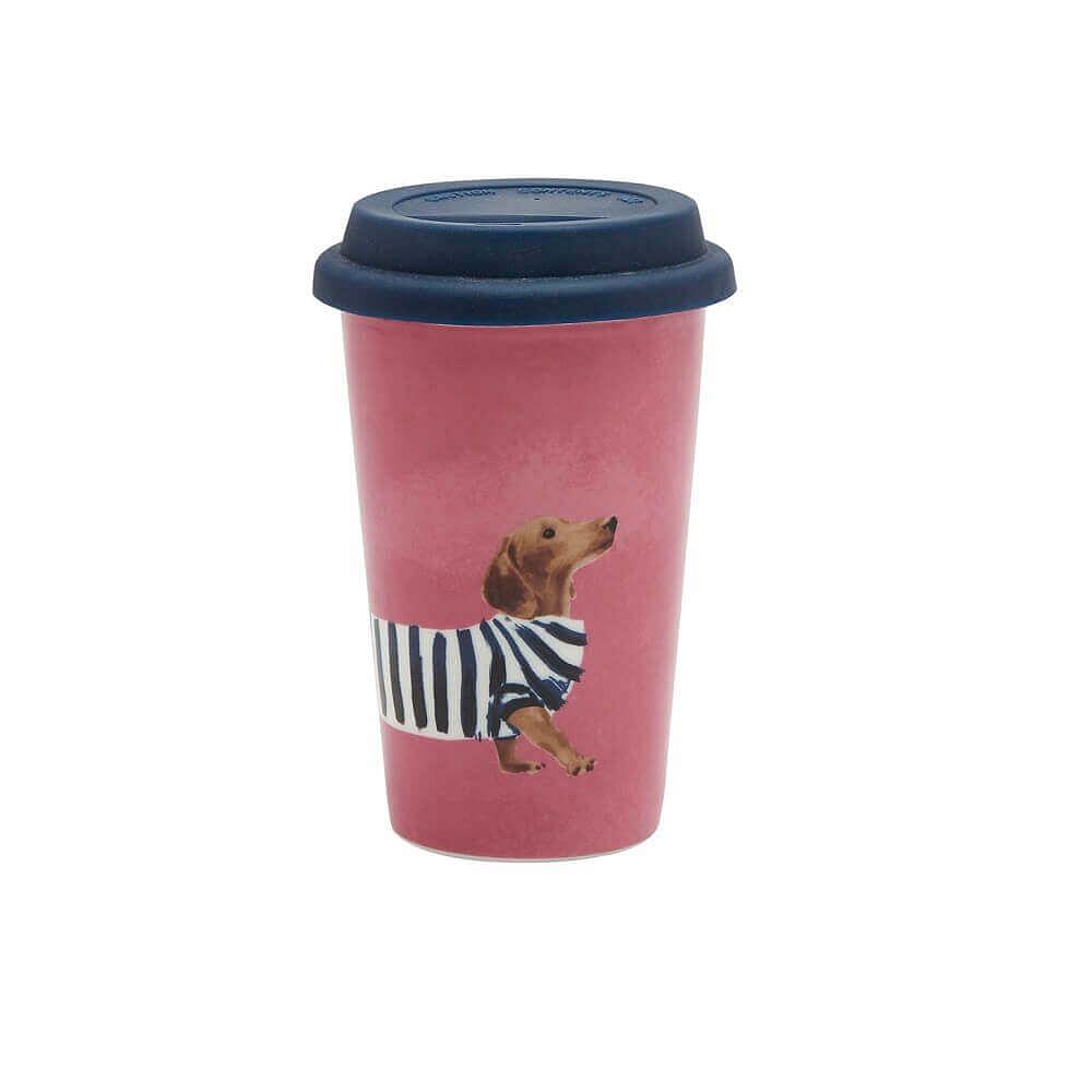 Joules Hug A Mug Ceramic Travel Mug Breton Dachshund