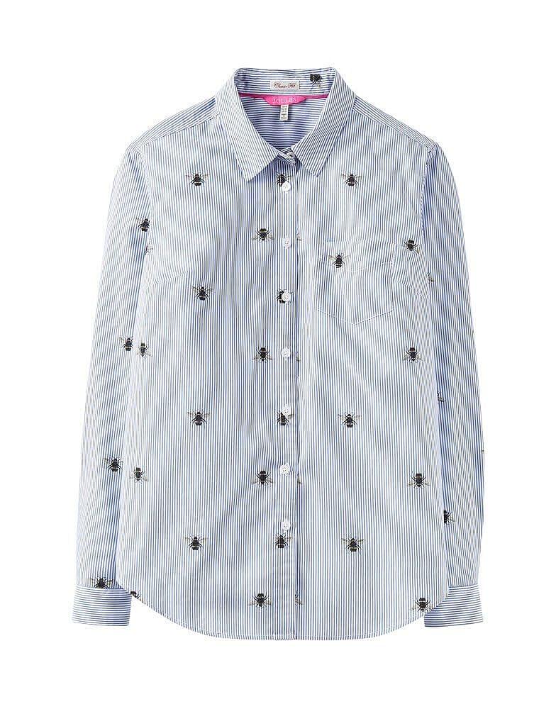 Joules Ladies Lucie Print Shirt Blue Stripe Botanical Bees