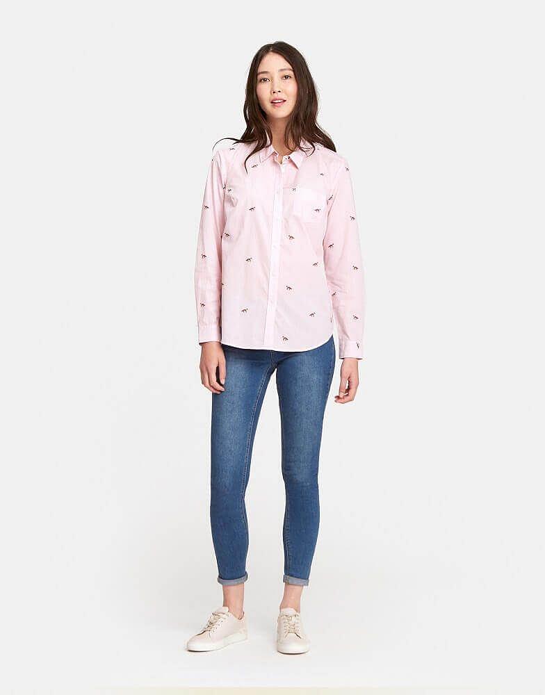 Joules Ladies Lucie Print Shirt Pink Fox Print