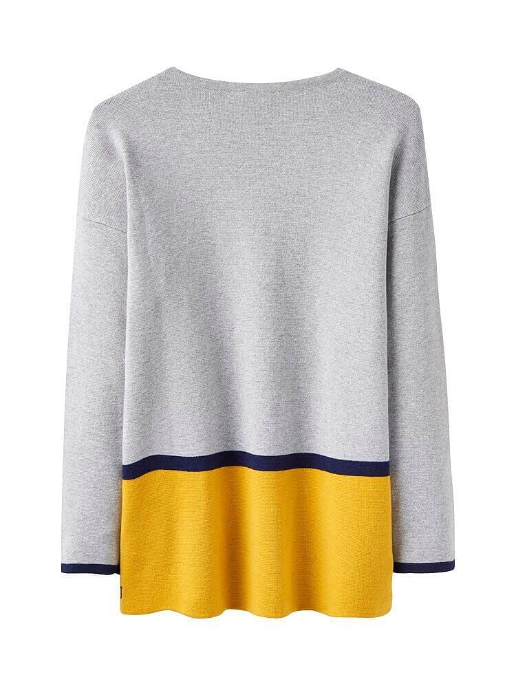 Joules Ladies Uma Milano Jumper Grey Ochre Block