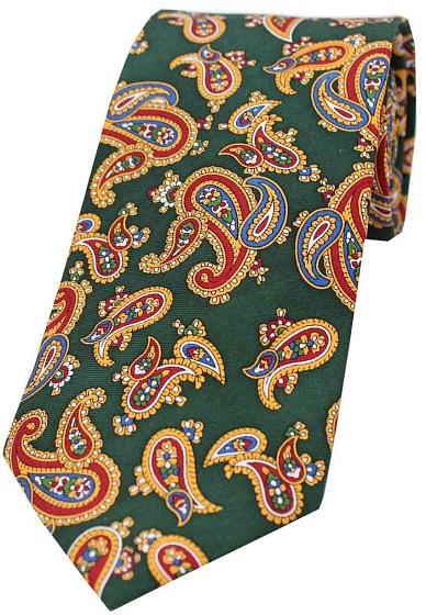 Sax Mens Vintage Paisley Tie Forest Green