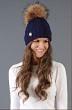 Holland Cooper Ladies Cable Knit Bobble Hat Navy