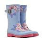 Joules Girls Welly Print Sky Blue Floral