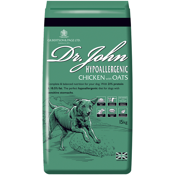 Dr John Dog Food Hypoallergenic Chicken with Oats 15kg