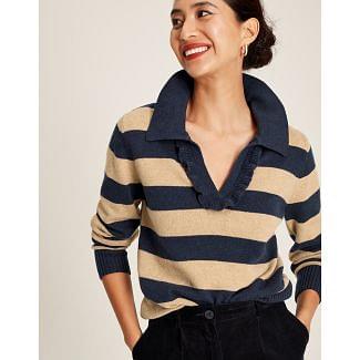 Joules Womens Maddie Striped V Neck Jumper