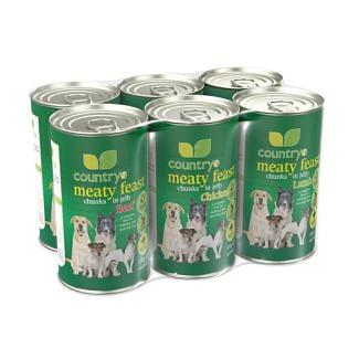 Country UF Meaty Feast Chunks in Jelly Dog Food Pack 6 x 1200g - Chelford Farm Supplies