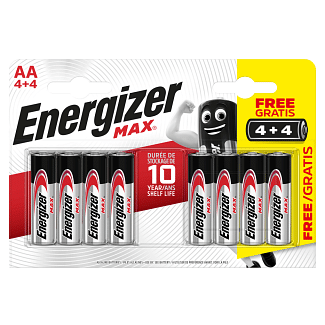 Energizer AA Max Alkaline Batteries Pack of 4 + 4