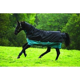 Horseware Mio All-In-One Piece Medium Weight 200G Turnout Rug Black / Turquoise