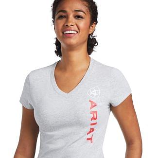 Ariat Ladies Vertical Logo T-Shirt-Heather Grey