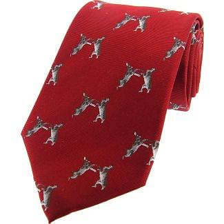 Sax Mens Woven Silk Tie Boxing Hares Red